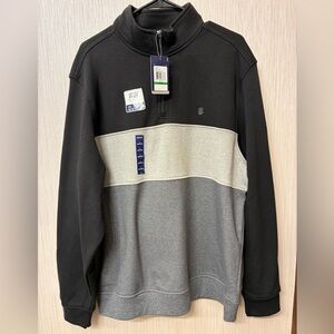 NWT Izod Advantage Performance Men's 1/4 Zip Extra Soft Pullover L Black Gray